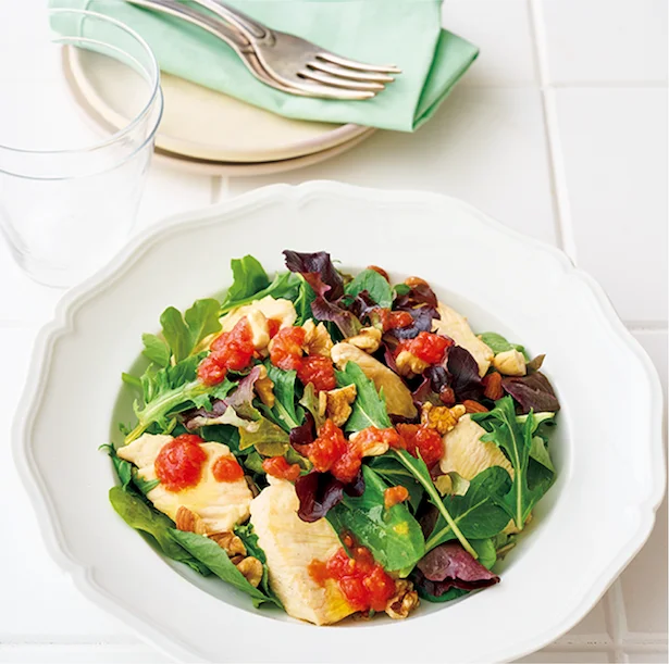 チキンサラダ オイルトマトソースがけ