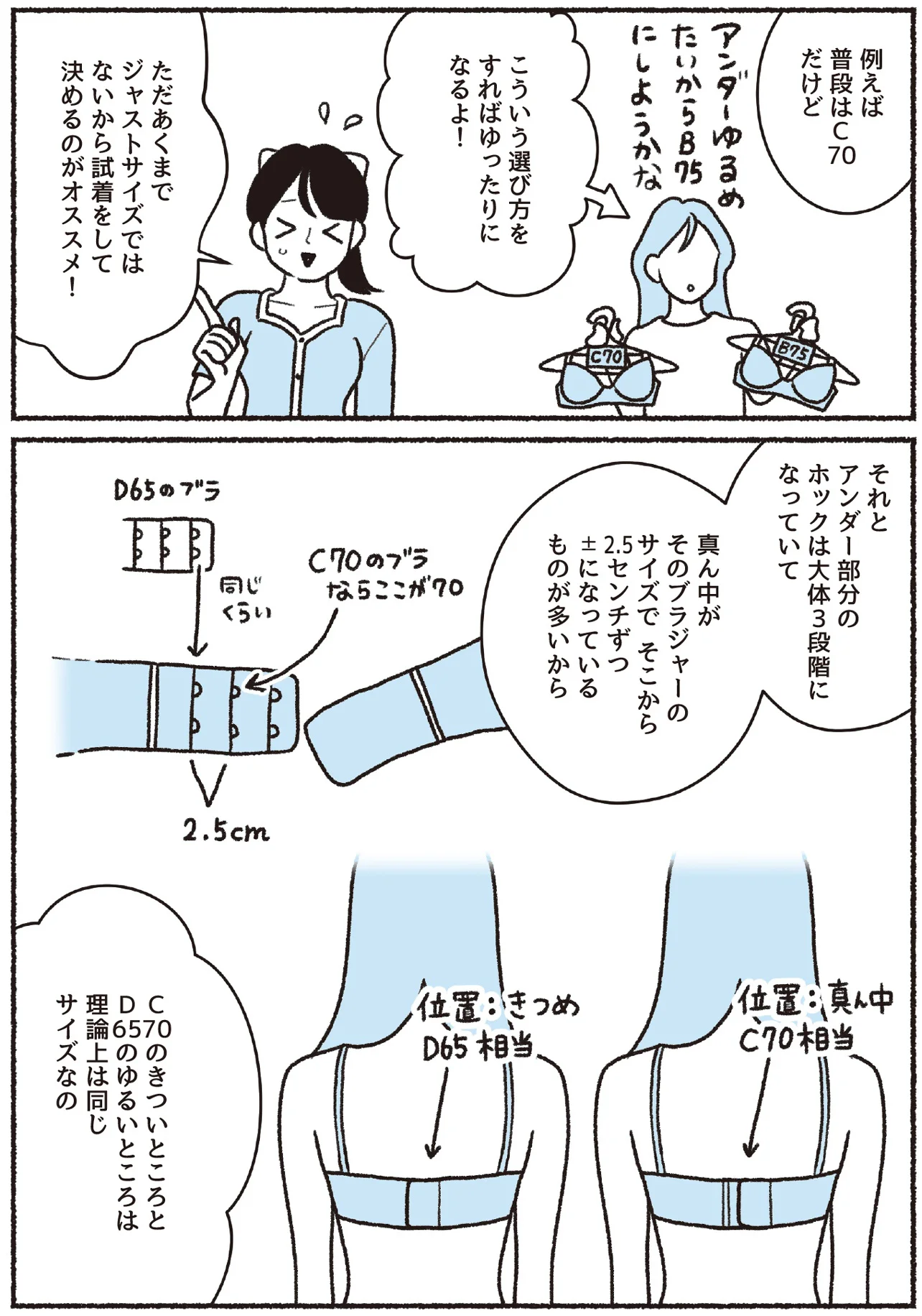 C70とC70とC70、合計3枚 B75とC70 はほぼ同じ！下着の「姉妹サイズ」を知っておくと便利