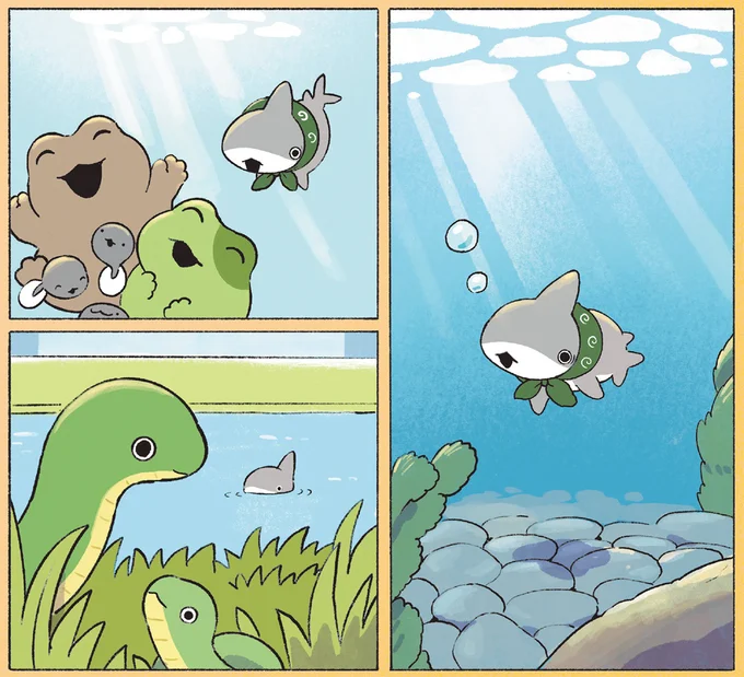 泳いでいると…