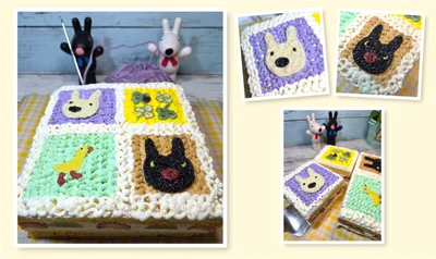 グランプリ　野尻 真里さん「リサとガスパールのニット＆クロシェケーキ」