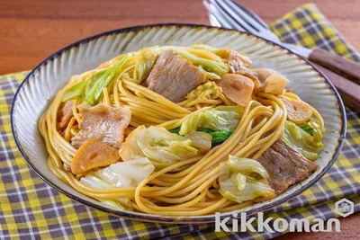 豚バラキャベツのしぼ生和風パスタ