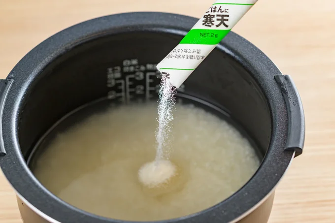 粉寒天でお米もおいしく