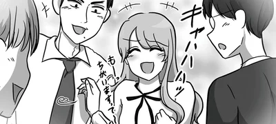 男性社員と話し込む新人