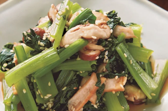 小松菜を使った「ごまあえ」と「シーザーサラダ」副菜2選