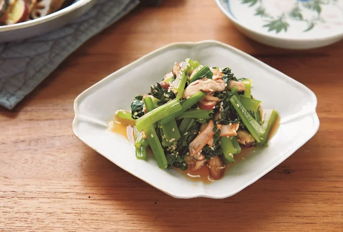 はちみつのやさしい甘みをプラス「小松菜としいたけのごまあえ」