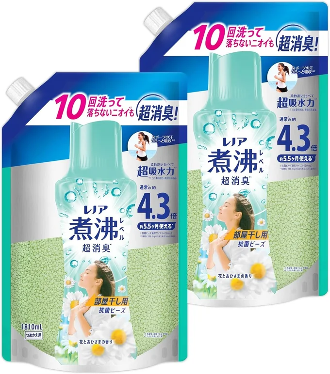 レノア 煮沸レベル消臭 抗菌ビーズ 詰め替え 1,810mL×2袋