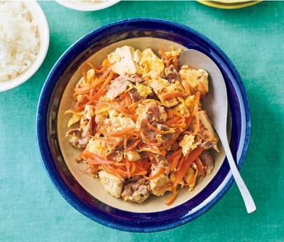 塩もみにんじんの甘みと塩けが広がる「豚肉とにんじんのチャンプルー」