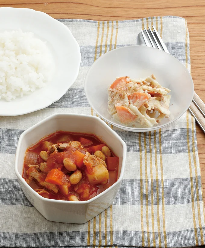 噛みごたえもあり、満足感のある献立