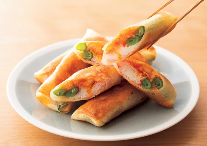 かにかまのキムチーズ春巻き
