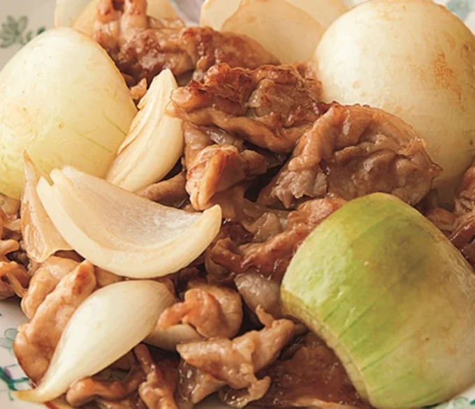 「豚肉とごろごろ玉ねぎのオイスターソース炒め」