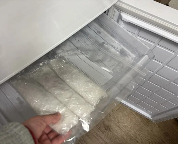 冷凍庫へ入れて完了！（▶次は調理方法）