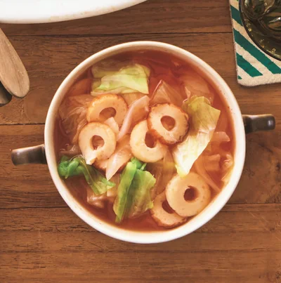 味つけはほぼケチャップだけ。軽やかな後味が◎「ちくわミネストローネ」