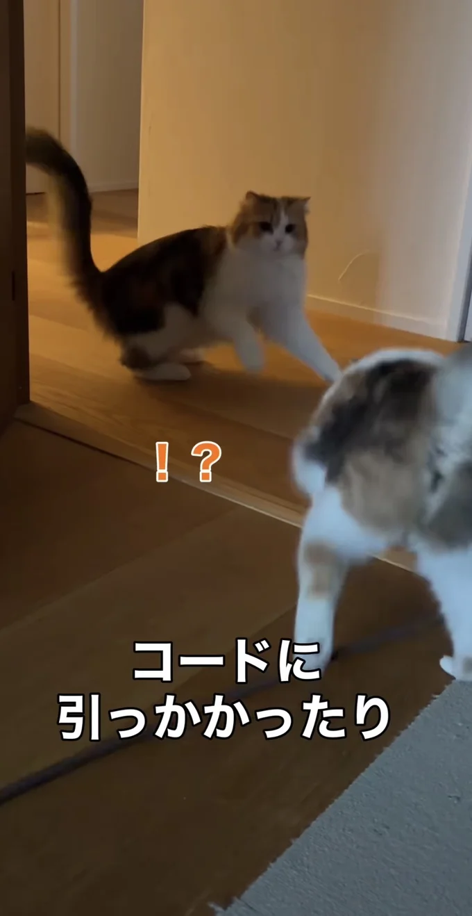 コードに引っかかる▶障害物があると…（⇒次へ）