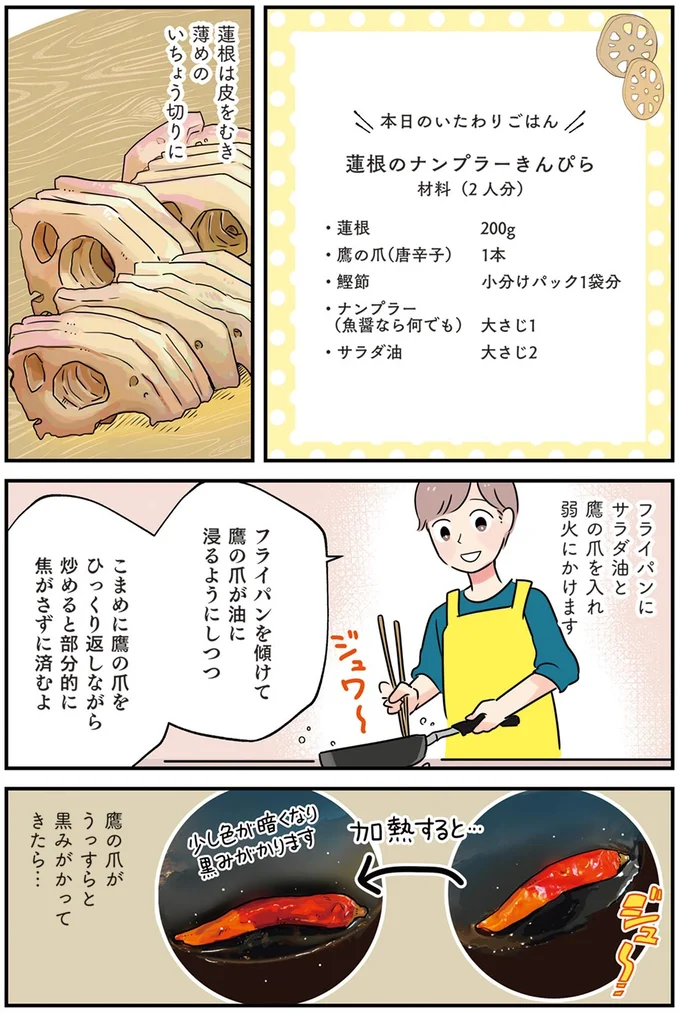 蓮根は皮をむき薄めのいちょう切りに