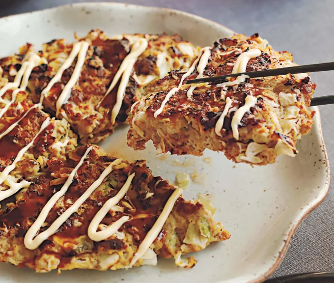 たっぷりキャベツでやわらかい！「お好み焼き風ハンバーグ」