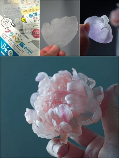 プラバンで芍薬▶身につけたら一瞬で主役になれそう（⇒次へ）