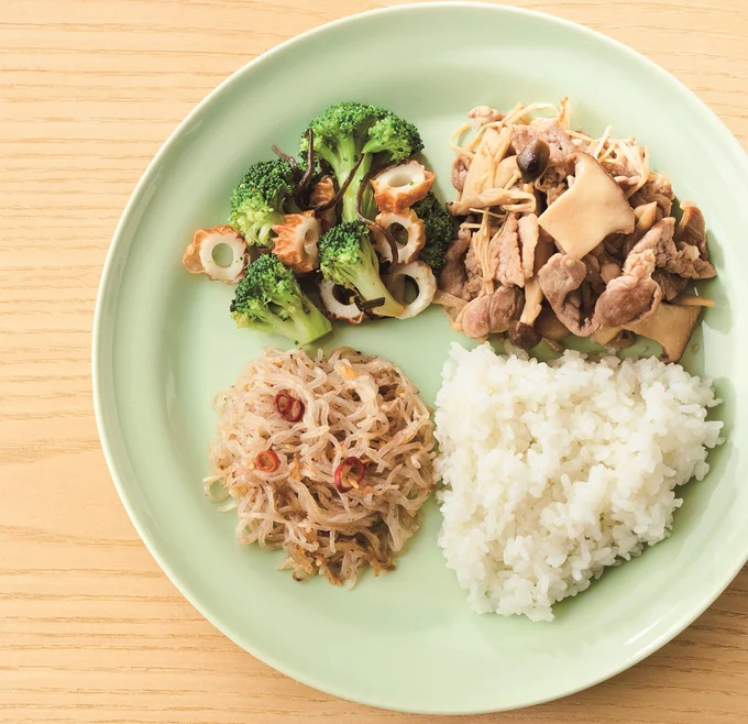 豚肉ときのこのさっぱり炒めプレート