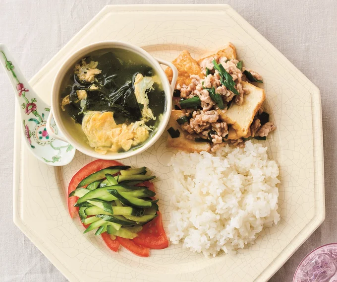 厚揚げとにらのそぼろあんプレート