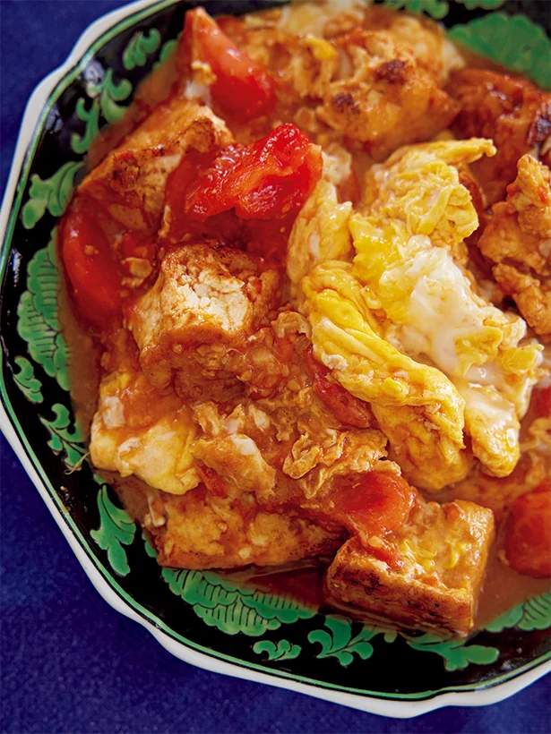 「厚揚げとトマトの卵炒め」