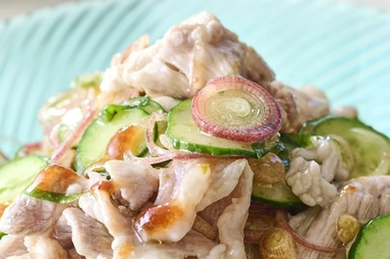 脱マンネリ！香味野菜とさっぱりいただく「豚こまの香味梅肉あえ