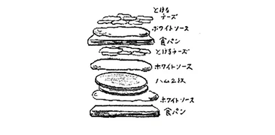 食パンのダブル使いでボリューム満点。ホワイトソースは固めに作るのがポイント。