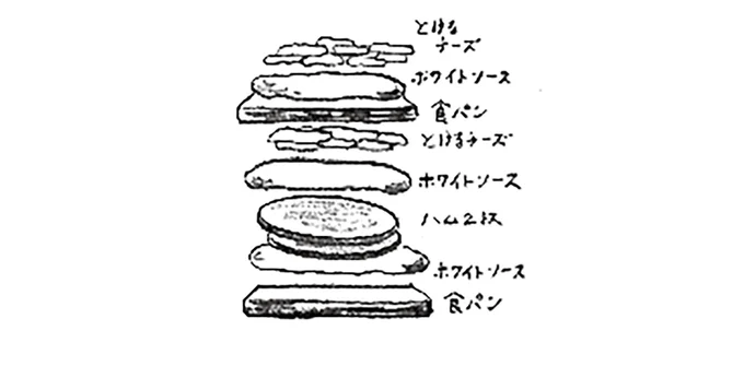 食パンのダブル使いでボリューム満点。ホワイトソースは固めに作るのがポイント。