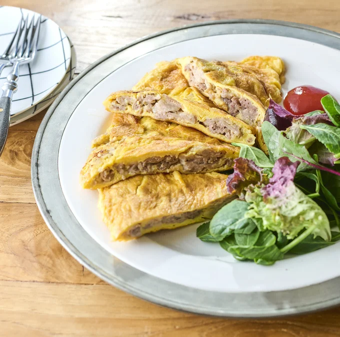 「豚こまのスピードピカタ」