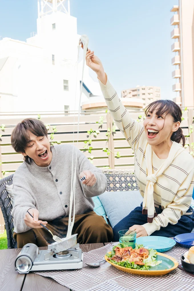 伸び〜るチーズに大興奮