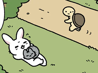 【うさぎとかめとねこ】競争の最中に寝ていると？ 仲良しな動物たちが愛らしい