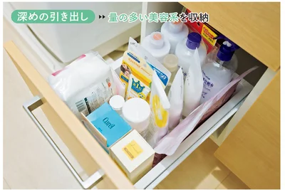 深めの引き出し→量の多い美容系を収納