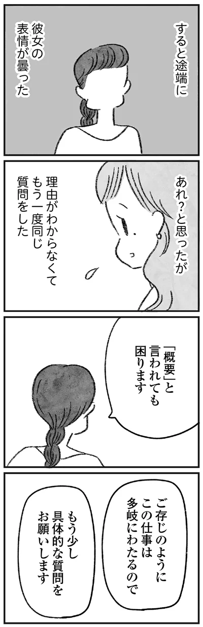 彼女の表情が曇った