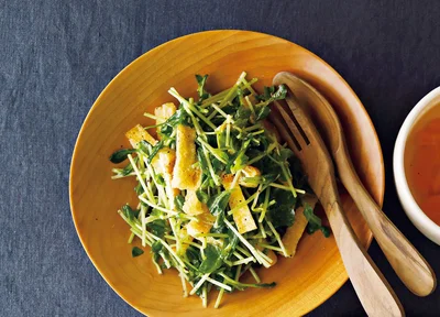 豆苗と油揚げのシャキシャキサラダ