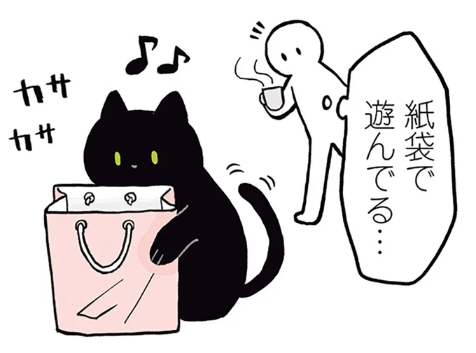 紙袋で遊んでる…
