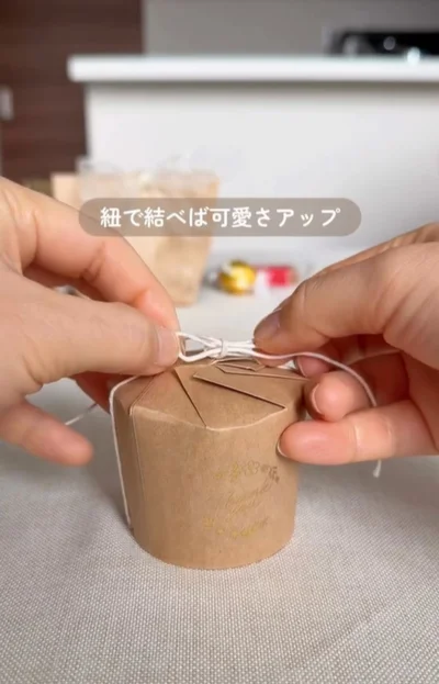 マフィン型ラッピングの完成▶折り紙を使ったラッピングも（⇒次へ）
