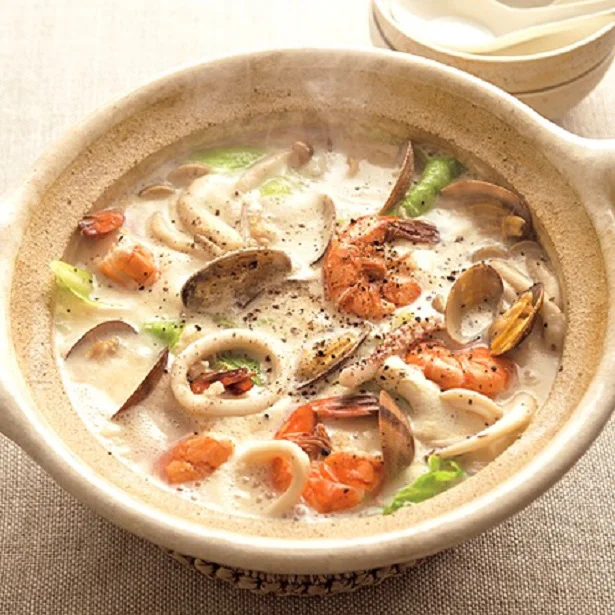 豆乳＋海鮮でうま味がすごい！ しめまでおいしい味チェンジ鍋