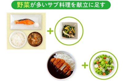 野菜が多いサブ料理を献立に足す
