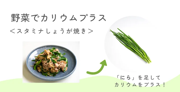 野菜でカリウムプラス：スタミナ生姜焼き