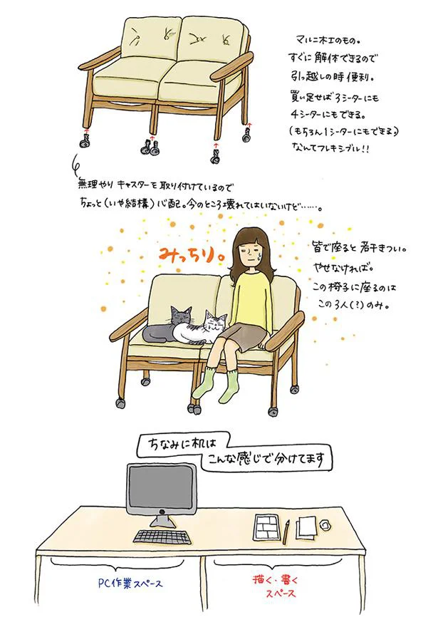 猫と仲良く座れるソファーを購入