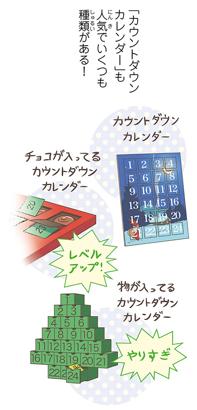 「カウントダウンカレンダー」も人気でいくつも種類がある!