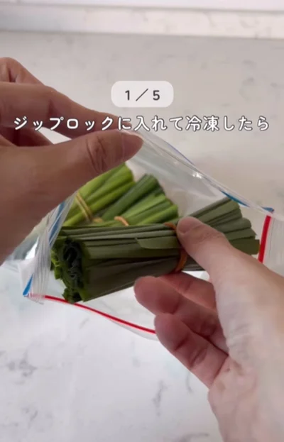 保存袋にいれて冷凍▶ゴボウの冷凍術！？（⇒次へ）