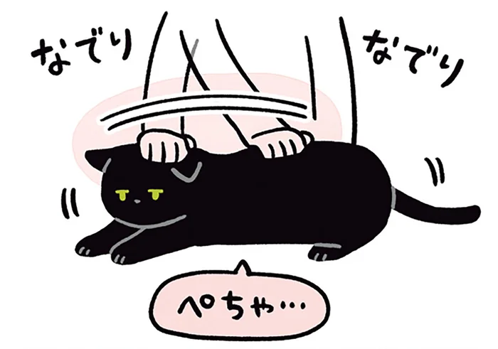 なでられるたびに液体化？飼い主のなでなでにご満悦の黒猫ろん
