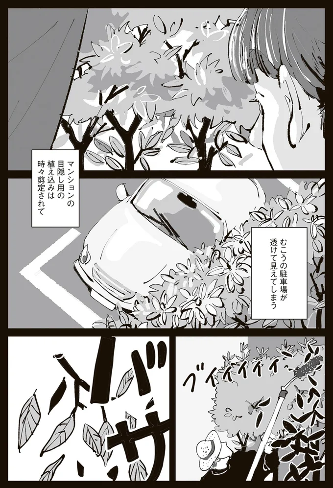 むこうの駐車場が透けて見えてしまう