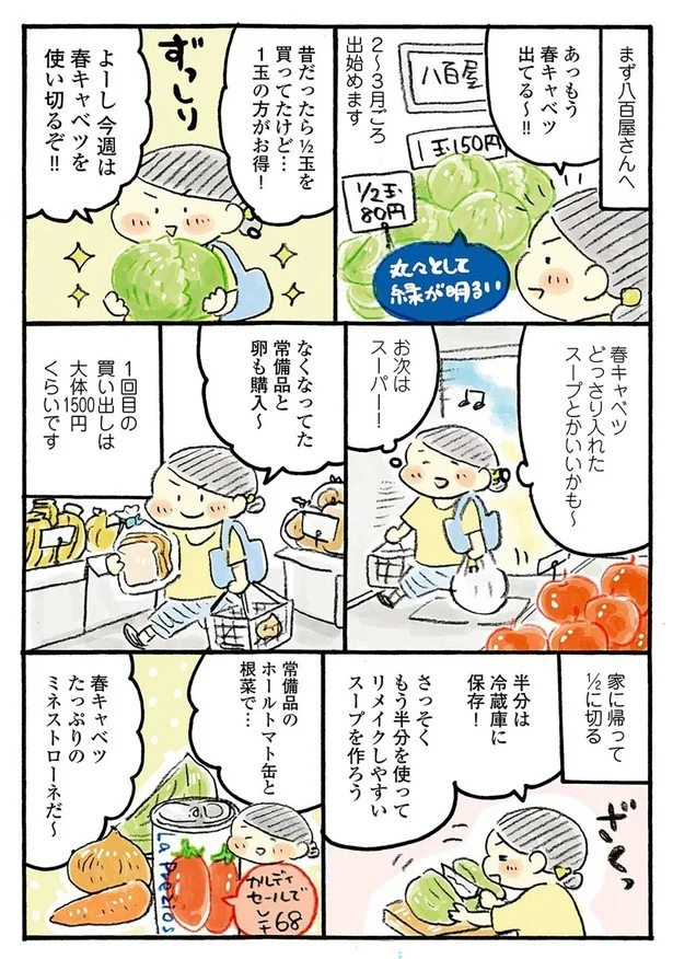 『おひとりさまのあったか1ヶ月食費2万円生活　四季の野菜レシピ』より