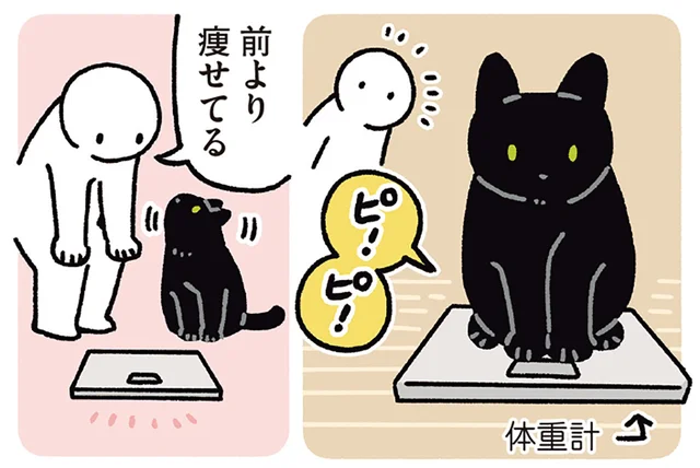 「体重減ってる!?」からの即ダッシュ。黒猫ろんのわかりやすすぎる行動
