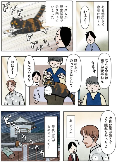 なんか今朝は様子が変やねん