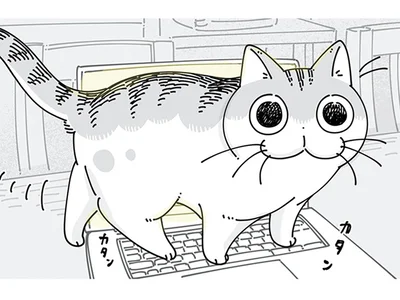 キーボードの上を歩いて…