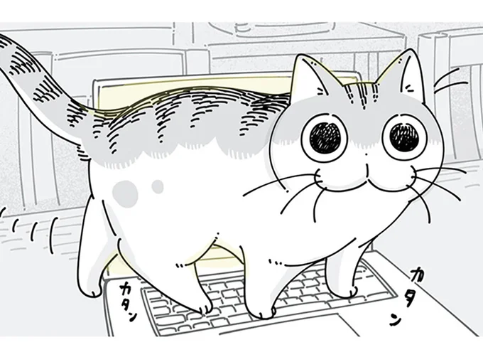 キーボードの上を歩いて…