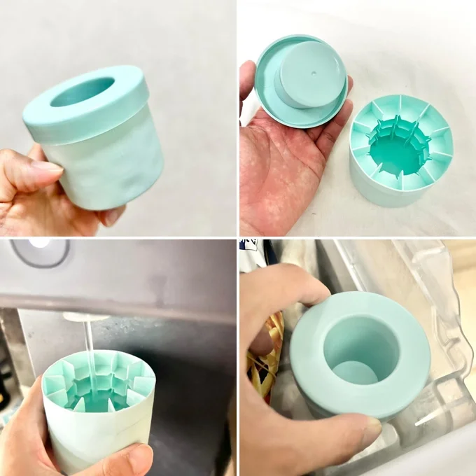 水やジュースなどを入れて蓋を閉めたら冷凍庫に入れるだけ▶固まったら