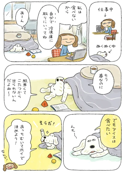 自分で冷凍庫に取りにいってね