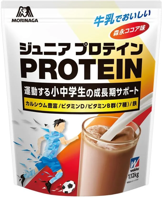 森永製菓 ジュニアプロテイン ココア味 1.12kg ウイダー ソイ ホエイ カルシウム ビタミン 鉄分 合成甘味料不使用 アンチドーピング 国産【Amazon.co.jp 限定】